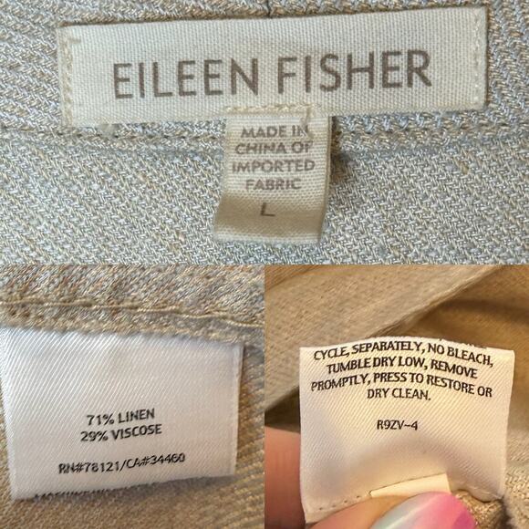Eileen Fisher Linen Blend Blazer Oatmeal with Top Stitch Detail size Large - Picture 5 of 5